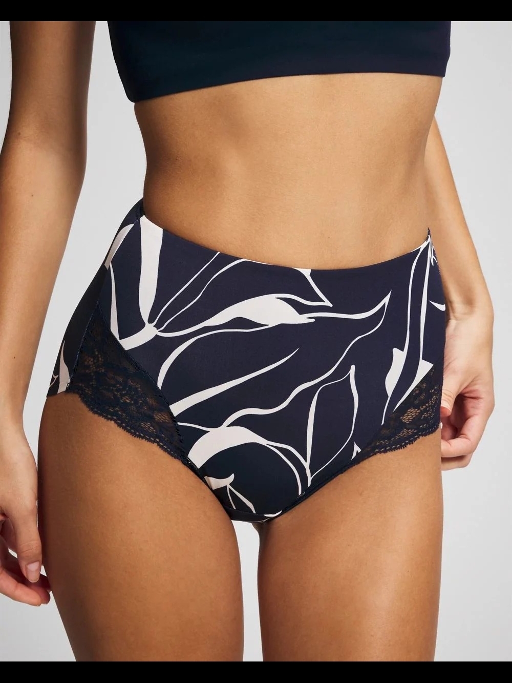 SOMA Intimates 
NOUVEAU FLORA NAVY High Waist Brief with Lace